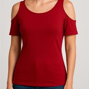 Guess Vibrant Red Peek a Boo Short Sleeve Top Size XS